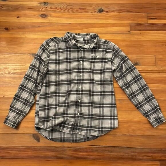 Columbia Grey Plaid Cotton Flannel Shirt Mens Size Large Casual Outdoors - Picture 4 of 9